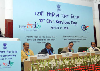 The Secretary, (Telecom), Ms. Aruna Sundararajan addressing the session on Promoting Digital Payments, during the 12th Civil Services Day function, in New Delhi on April 20, 2018.
