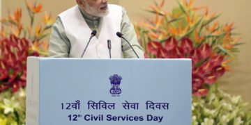 The Prime Minister, Shri Narendra Modi addressing the Civil Servants on the occasion of the 12th Civil Services Day, in New Delhi on April 21, 2018.