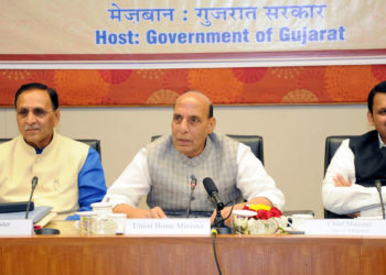 The Union Home Minister, Shri Rajnath Singh chairing the 23rd meeting of the Western Zonal Council, at Gandhinagar, Gujarat on April 26, 2018.
The Chief Minister of Gujarat, Shri Vijay Rupani and the Chief Minister of Maharashtra, Shri Devendra Fadnavis are also seen.