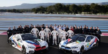 Le Castellet (FRA) 05th April 2018. BMW Motorsport, FIA WEC Prologue, Group Picture: BMW M Team, BMW Team MTEK, BMW M8 GTE No. 81, Martin Tomczyk (GER), Philipp Eng (AUT), Nick Catsburg (NED), Augusto Farfus (BRA), Tom Blomqvist (GBR), Antonio Felix da Costa (POT), Alexander Sims (GBR), BMW M8 GTE No. 82.