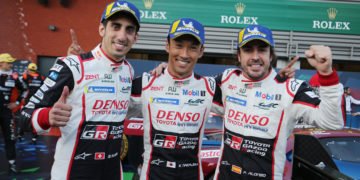 Race winner Fernando Alonso (ESP) with Kazuki Nakajima (JPN)  and Sebastien Buemi (SUI)  
TOYOTA GAZOO  Racing. 
World Endurance Championship 6 Hours of Spa.
2nd to 5th May 2018
Spa Francorchamps, Belgium.