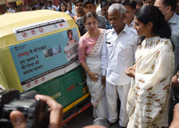 The Minister of State for Health & Family Welfare, Smt. Anupriya Patel flagged off the Auto Campaign/Rally, on the occasion of the World No Tobacco Day, in New Delhi on May 31, 2018.