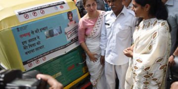 The Minister of State for Health & Family Welfare, Smt. Anupriya Patel flagged off the Auto Campaign/Rally, on the occasion of the World No Tobacco Day, in New Delhi on May 31, 2018.