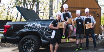 Champions of the Great TITAN Meat Up, Team Nissan took home 5 of the six category awards (turkey, brisket, ribs, chicken and pork) and the title of champion with their Chupacabra Chicken with Sanguinista’s Revenge. Team Nissan members include engineers and executives from the company’s TITAN truck group including: Kevin Yeoh, Ari Schiftan, leader Billy Hayes and Tiago Castro.