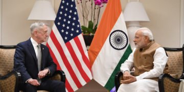 The Prime Minister, Shri Narendra Modi meeting the US Secretary of Defence, Mr. James Mattis, in Singapore on June 02, 2018.