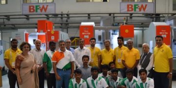 Mr. Ravi Raghavan, CEO & MD, BFW with Mr. P Venkatraman, COO, BFW, Ms. Anita Borulkar, VP - HR, BFW, Mr. K. Venugopal, Director and COO of NTTF, Col. I. S. Gehlot, CEO, Capital Goods Skill Council, contestants and jury of WorldSkills India Competition