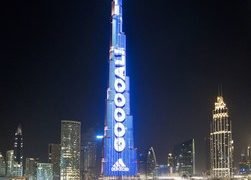 Worlds highest Football Live Scoreboard on Emaars Burj Khalifa in Dubai (PRNewsfoto/Emaar)