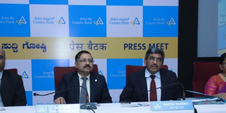 JULY 25 2018 INDIA:Canara Bank, a leading Nationalized Bank, announced its  Financial Results for the Quarter ended 30th June 2018, today in Bengaluru .Mr.Rakesh Sharma, Managing Director & CEO, Smt P.V.Bharathi, Mr. M V Rao, and Mr. Debashish Mukherjee, Executive Directors of the Bank..