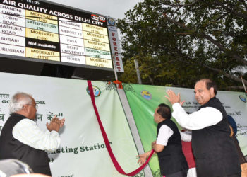 The Union Minister for Science & Technology, Earth Sciences and Environment, Forest & Climate Change, Dr. Harsh Vardhan at the inauguration of the SAFAR: Air Quality Monitoring & Forecasting Station, in New Delhi on July 21, 2018.