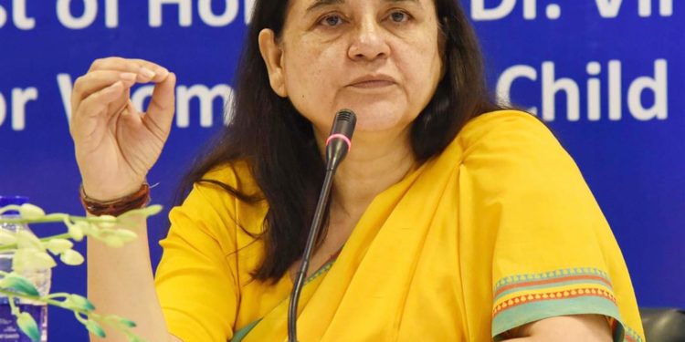 The Union Minister for Women and Child Development, Smt. Maneka Sanjay Gandhi addressing the National Conference of State/UT Ministries In-Charge of Women and Child Development, in New Delhi on July 17, 2018.