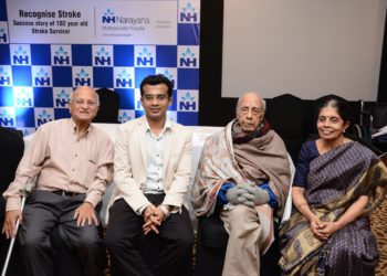 Mr. KR Ramanathan, Son in Law of the patient, Dr Deepak N, MD DM Associate Consultant, Neurologist, Narayana Multispeciality Hospital, Whitefield, Mr. Ramaswamy, Patient, and Mrs Janaki Ramanathan, Daughter of the patient