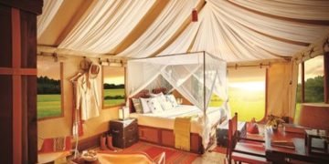 Tent Interior at Sangam Nivas Camp TUTC Kumbh Mela