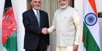 The Prime Minister, Narendra Modi meeting the President of Afghanistan, Dr. Mohammad Ashraf Ghani, at Hyderabad House, in New Delhi on September 19, 2018.
