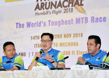 The Minister of State for Home Affairs,  Kiren Rijiju addressing the curtain raiser of the Hornbills International Race  2018, in Mumbai on September 28, 2018.