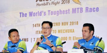 The Minister of State for Home Affairs,  Kiren Rijiju addressing the curtain raiser of the Hornbills International Race  2018, in Mumbai on September 28, 2018.