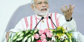 The Prime Minister,  Narendra Modi addressing the gathering at the launch of the Pradhan Mantri Jan Arogya Yojana (PMJAY), at Ranchi, in Jharkhand on September 23, 2018.