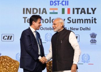 The Prime Minister,  Narendra Modi and the Prime Minister of Italy, Mr. Giuseppe Conte at the valedictory session of the India-Italy Technology Summit, in New Delhi on October 30, 2018