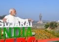 The Prime Minister, Narendra Modi at the inauguration of the Valley of Flowers, during the dedication ceremony of the ‘Statue of Unity’ to the Nation, on the occasion of the Rashtriya Ekta Diwas, at Kevadiya, in Narmada District of Gujarat on October 31, 2018.