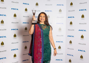 Global Upside Co-Founder and COO Gita Bhargava with her award at the New York City Gala (Photo: Business Wire)