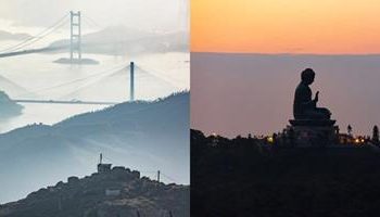 Left: Tai Mo Shan, the highest peak in Hong Kong. Right: Ngong Ping, a serenity view of Tian Tan Buddha. (PHOTOGRAPH BY TUGO CHENG)