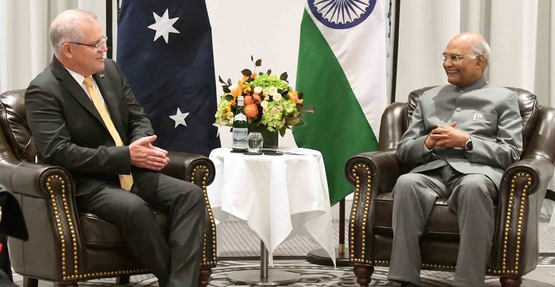 The Prime Minister of Australia, Mr. Scott Morrison calling on the President, Ram Nath Kovind, at Sydney, in Australia on November 22, 2018.