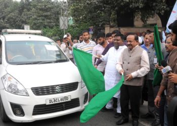 The Union Minister for Science & Technology, Earth Sciences and Environment, Forest & Climate Change, Dr. Harsh Vardhan at the launch of the Delhi Clean Air Campaign, in New Delhi on November 01, 2018.