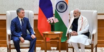 The Chairman of the State Duma, Russian Federation, Mr. Vyacheslav Volodin calling on the Prime Minister, Narendra Modi, in New Delhi on December 10, 2018.