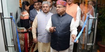 The Union Minister for Social Justice and Empowerment Thaawar Chand Gehlot inaugurating the Conference hall of Dr. Ambedkar International Centre, in New Delhi on December 06, 2018. The Minister of State for Social Justice & Empowerment, Vijay Sampla is also seen.