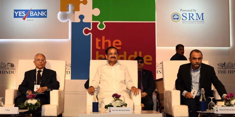 The Vice President,  M. Venkaiah Naidu at ‘The Huddle 2019’ event, organised by The Hindu, in Bengaluru on February 10, 2019.