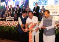 The Union Minister for Statistics & Programme Implementation and Chemicals & Fertilizers, D.V. Sadananda Gowda lighting the lamp at the inaugural ceremony of the “India Pharma- 2019 and India Medical Device -2019”, in Bangalore on February 18, 2019. The Minister of State for Road Transport & Highways, Shipping and Chemicals & Fertilizers, Mansukh L. Mandaviya and the Minister for Large & Medium Scale Industries, Karnataka, K.J. George are also seen