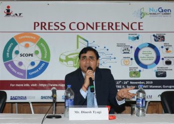 The Director, International Centre for Automotive Technology (ICAT), Dinesh Tyagi addressing a press conference on NuGen Mobility Summit 2019, in New Delhi on April 05, 2019.