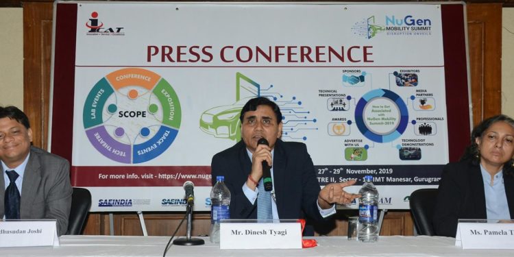 The Director, International Centre for Automotive Technology (ICAT), Dinesh Tyagi addressing a press conference on NuGen Mobility Summit 2019, in New Delhi on April 05, 2019.