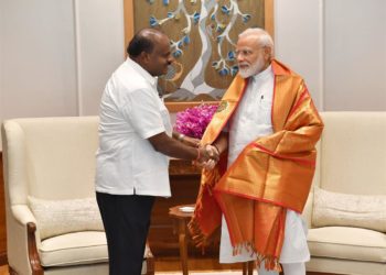 The Chief Minister of Karnataka, Shri H.D. Kumaraswamy calling on the Prime Minister,  Narendra Modi, in New Delhi on June 15, 2019.