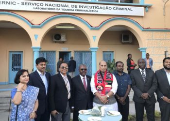 The Union Minister for Defence,  Rajnath Singh and the Minister of Interior of Mozambique, Mr. Jaime Basilio Monteiro after delegation-level talks, in Maputo on July 30, 2019.