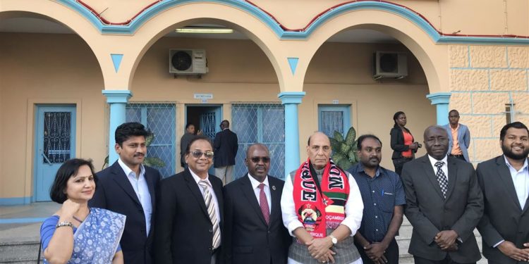 The Union Minister for Defence,  Rajnath Singh and the Minister of Interior of Mozambique, Mr. Jaime Basilio Monteiro after delegation-level talks, in Maputo on July 30, 2019.