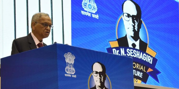 The Founder, Infosys Limited,  Narayana Murthy delivering the Dr. N. Seshagiri Memorial Lecture, at a function, in New Delhi