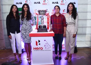 Left to Right-Tvesa Malik, Neha Tripathi, Amandeep Drall, Gaurika Bishnoi at Hero Women Indian Open 19 Press Conference