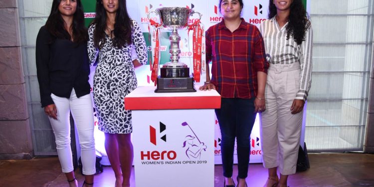 Left to Right-Tvesa Malik, Neha Tripathi, Amandeep Drall, Gaurika Bishnoi at Hero Women Indian Open 19 Press Conference