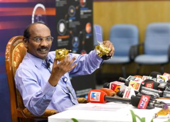 The Chairman, Indian Space Research Organisation (ISRO), Dr. K. Sivan addressing a press conference on the occasion of ‘Lunar Orbit Insertion of Chandrayaan-2 Mission’, in Bengaluru on August 20, 2019.