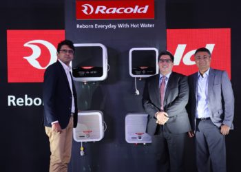 L- R: Prashant Dhar, VP Marketing, Ariston Thermo India, Mohit Narula, MD, Ariston Thermo India and Sriman Narain, VP Sales, Ariston Thermo India at the launch of Omnis and Auris, stylish & technologically advanced range of water heaters in Bangalore today.