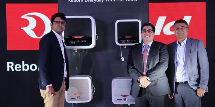 L- R: Prashant Dhar, VP Marketing, Ariston Thermo India, Mohit Narula, MD, Ariston Thermo India and Sriman Narain, VP Sales, Ariston Thermo India at the launch of Omnis and Auris, stylish & technologically advanced range of water heaters in Bangalore today.