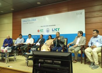 Gaurav Sharma in a panel discussion at the launch of Call for Code Hackathon in Bangladesh with Ms. Mahbuba Nasreen from IDMVS extending opportunities to developers to access and leverage data gathered by govt. agencies to develop impactful solutions using IBM Cloud and IBM Data Science Solutions.