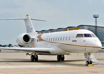 A Bombardier Global 6000 demonstration aircraft at
Berlin-Schönefeld airport in 2018