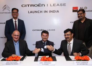 Citroën Lease Launch & Contract Signing 1:

Present at the contract signing ceremony (L to R - sitting) Mr. Jean Louis Grumet,  Vice-President, China/Asean and India/Pacific area, Banque PSA Finance, Mr. Joel Verany, Vice President Sales & Network Development, Citroën India, and Mr. Suvajit Karmakar, Chief Executive Officer & Whole-time Director, ALD Automotive India along with (L to R - standing) Mr. Shishir Mishra, Director and Head – Partnerships (India), Banque PSA Finance and Mr. K. Venkatesh, Country Head - Sales & Marketing, ALD Automotive India.