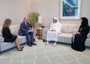 HH Sheikh Maktoum Bin Mohammed Bin Rashid Al Maktoum, Deputy Ruler of Dubai and First Deputy Chairman of Dubai Executive Council, HE Reem Al Hashimy, Minister of State for International Cooperation and Director General of Expo 2020 Dubai, Dr. Stefan Oschmann, Chairman of Executive Board and CEO of Merck, and Dr. Rasha Kelej, CEO of Merck Foundation.