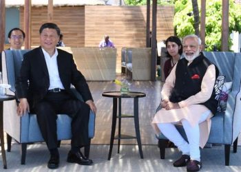 The Prime Minister, Narendra Modi at the tete-a-tete with the President of the People’s Republic of China, Mr. Xi Jinping, in Mamallapuram, Tamil Nadu on October 12, 2019.