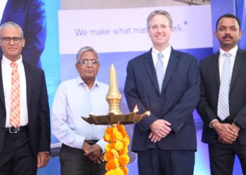 At the inauguration ceremony of EATON's first Aerospace facility in India  

L to R-  Mr.Nanda, Kumar, President Aerospace; Dr. Kota Harinarayana, Former President, Aeronautical society of India,  Mr.Scott Thompson, Senior Vice President and General Manager, Fluid and Electrical Distribution division, Aerospace and  Mr. Nithin Chalke, President, Vehicle and Hydraulics, Asia Specific