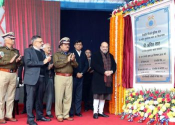 The Union Home Minister,  Amit Shah at the foundation stone laying ceremony of the new headquarters of CRPF, in New Delhi on December 29, 2019. The Minister of State for Home Affairs, Nityanand Rai, the Cabinet Secretary, Shri Rajiv Gauba, the Union Home Secretary,  Ajay Kumar Bhalla and other dignitaries are also seen.