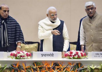 The Prime Minister, Shri Narendra Modi launching the Atal Bhujal Yojana (ATAL JAL) and names Rohtang Tunnel after Atal Bihari Vajpayee, on his birth anniversary, in New Delhi on December 25, 2019. The Union Minister for Defence, Shri Rajnath Singh and the Union Minister for Jal Shakti, Shri Gajendra Singh Shekhawat are also seen.