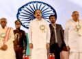The Vice President,  M. Venkaiah Naidu at the inauguration of the Birth Centenary Celebrations of Dr. Marri Channa Reddy, in Hyderabad on December 29, 2019. The Governor of Himachal Pradesh, Shri Bandaru Dattatreya is also seen.